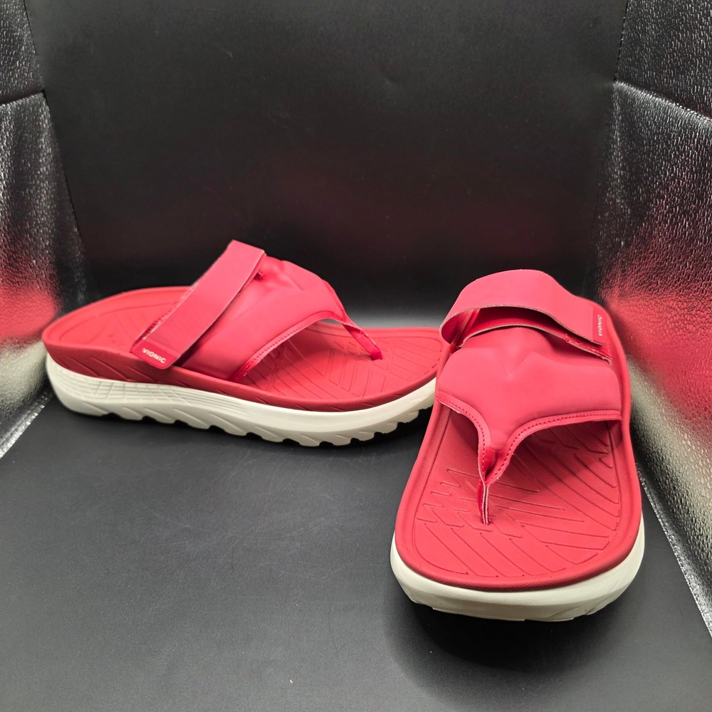 Vionic Restore II Recovery Sandals Mens 10.5 Red Thong Adjustable Strap 10001306
